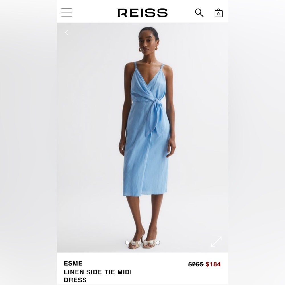 Reiss Esme Linen Side-tie Midi Dredd